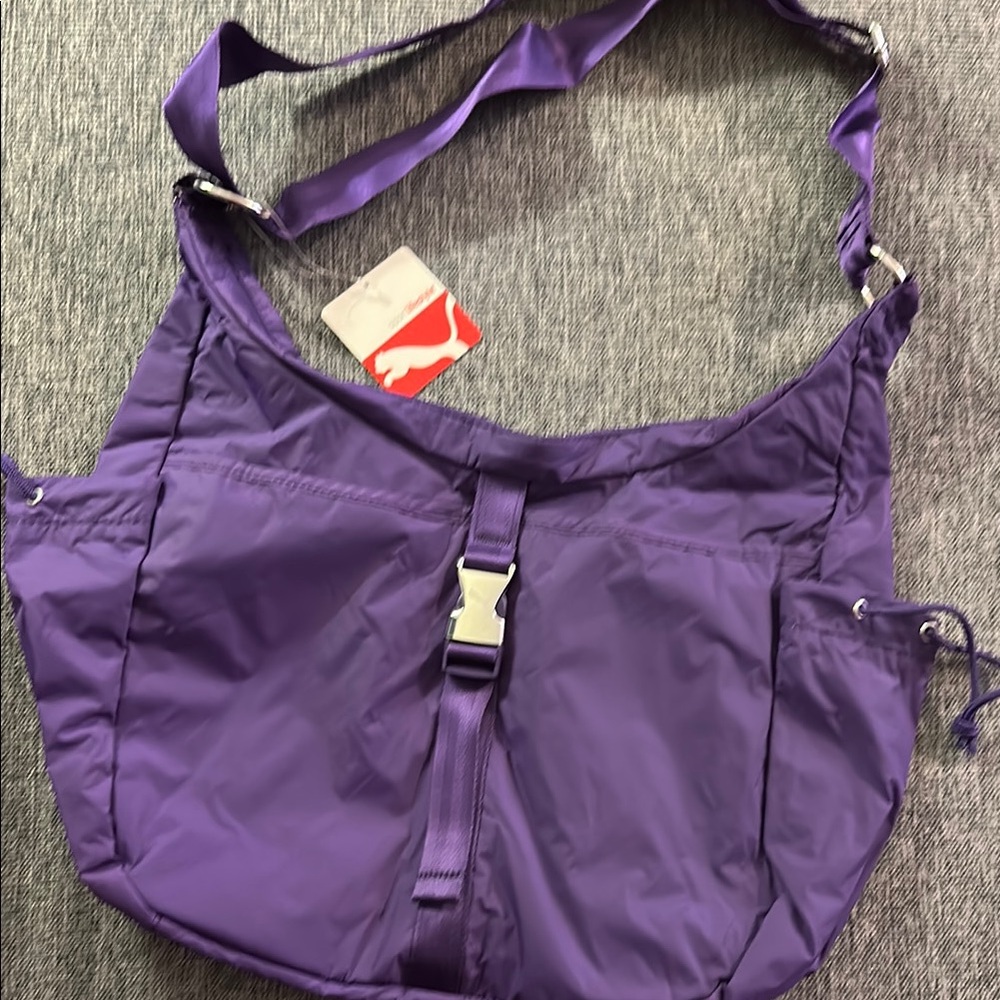 Puma Purple Nylon Shoulder Bag with Adjustable Straps